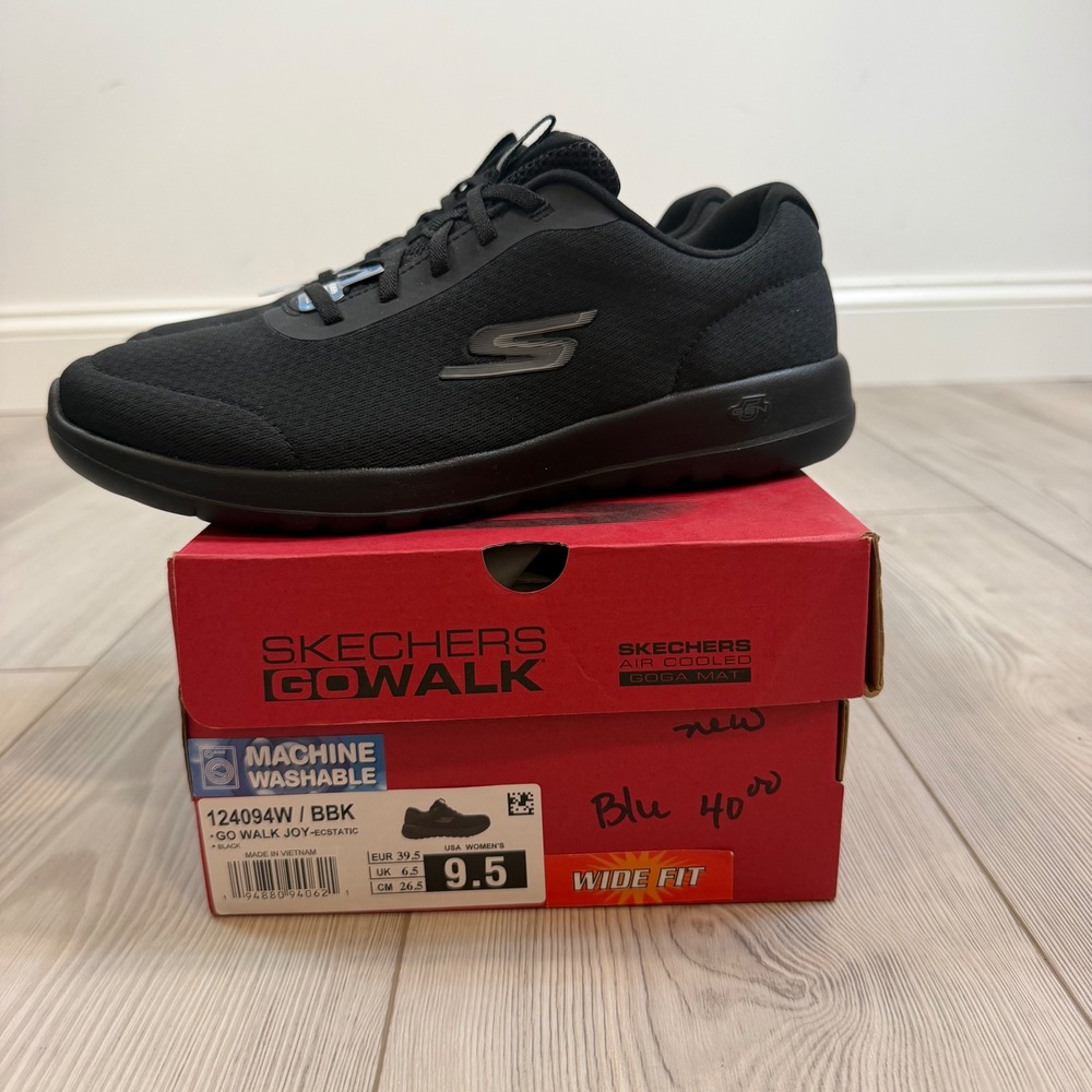 NEW Skechers GO WALK Joy Ecstatic Black Wide Fit Walking Shoes 124094W Women 9.5